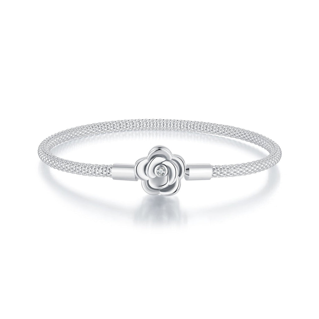 925 Sterling Silver Bracelet with Oxidized Finish and CZ 17.0 cm