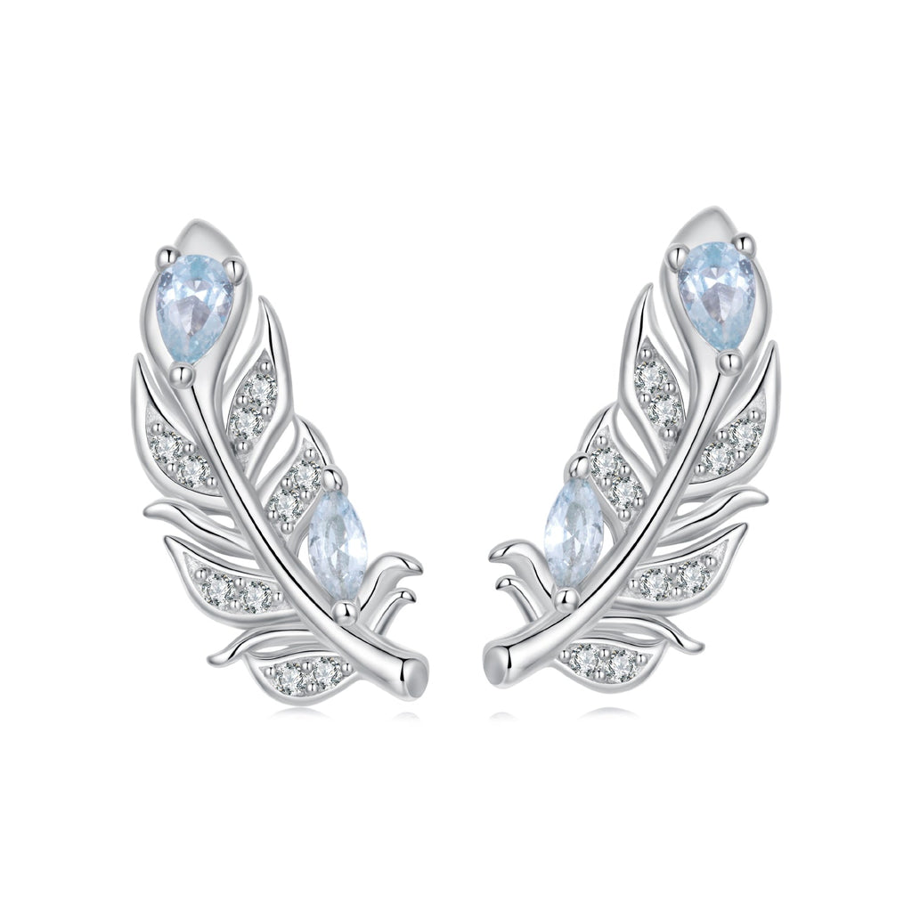 925 Sterling Silver Earrings with Pavé Setting CZ and White Gold Plating