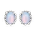 925 Sterling Silver Earrings for Women with Transparent Glass, 1.0*0.9cm