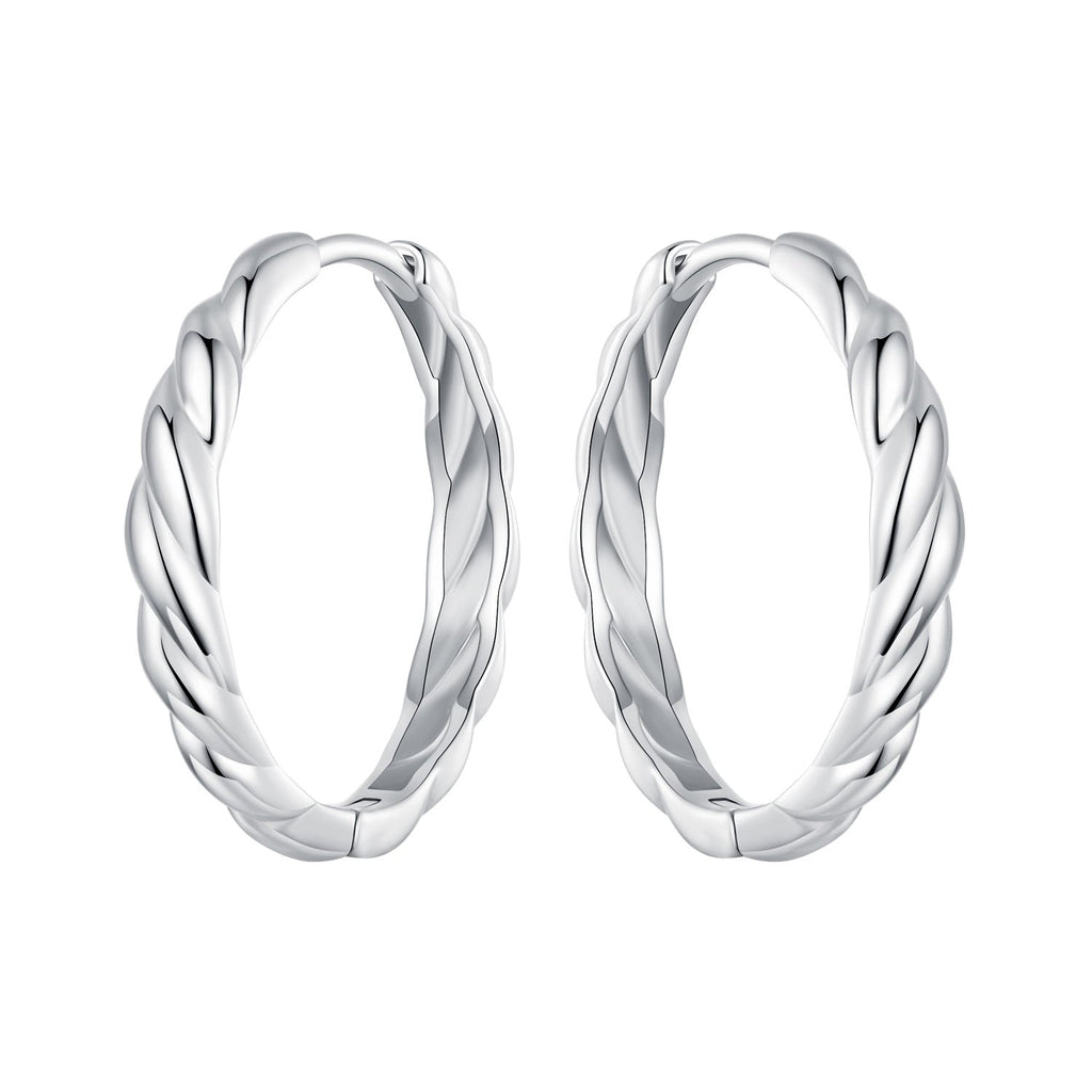925 Sterling Silver Plated White Gold Earrings for Women - Size 11*3mm