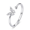 925 Sterling Silver Ring with Pavé Setting CZ, Butterfly Design, 0.6cm for Women