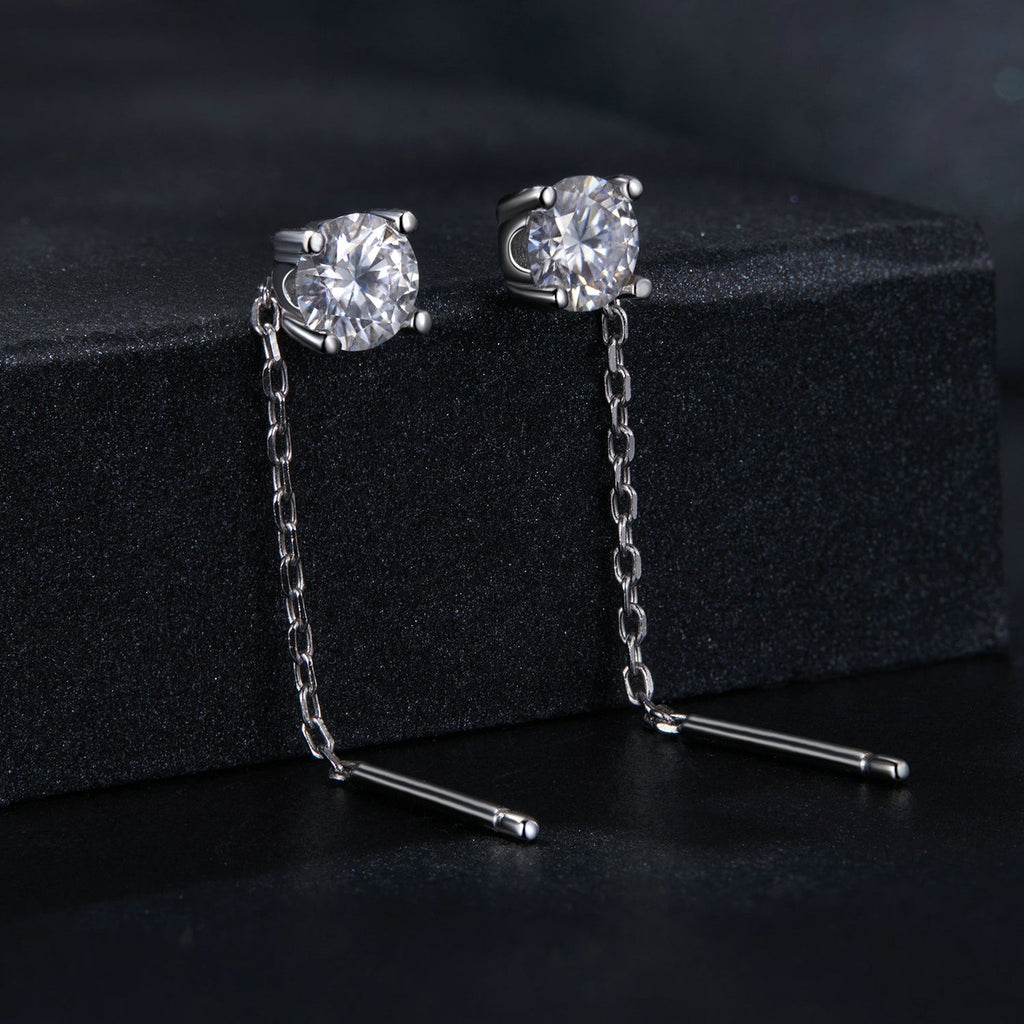 925 Sterling Silver 4.0 Carat Moissanite Earrings for Women