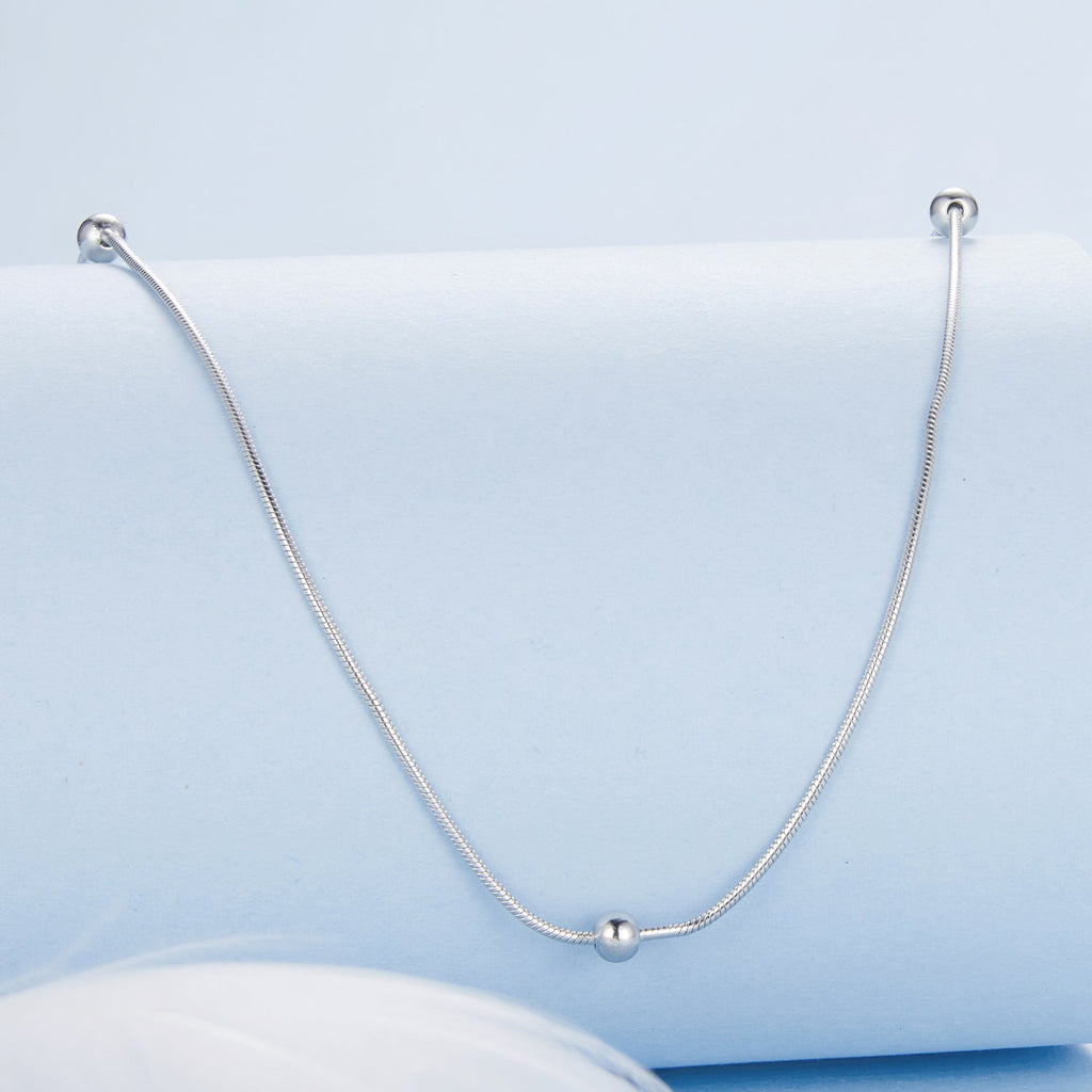 925 Sterling Silver Necklace with White Gold Plating, Length 40+5cm, Chain Thickness 0.08cm, for Women