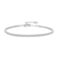 925 Sterling Silver Pavé Setting Bracelet with CZ for Women - Adjustable 18+5cm