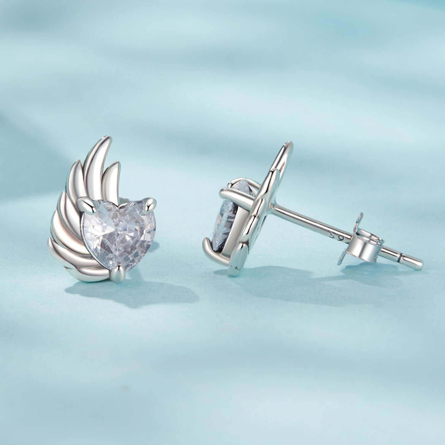 925 Sterling Silver Earrings with Pavé Setting CZ in Oxidized Silver - 1.0*0.7cm