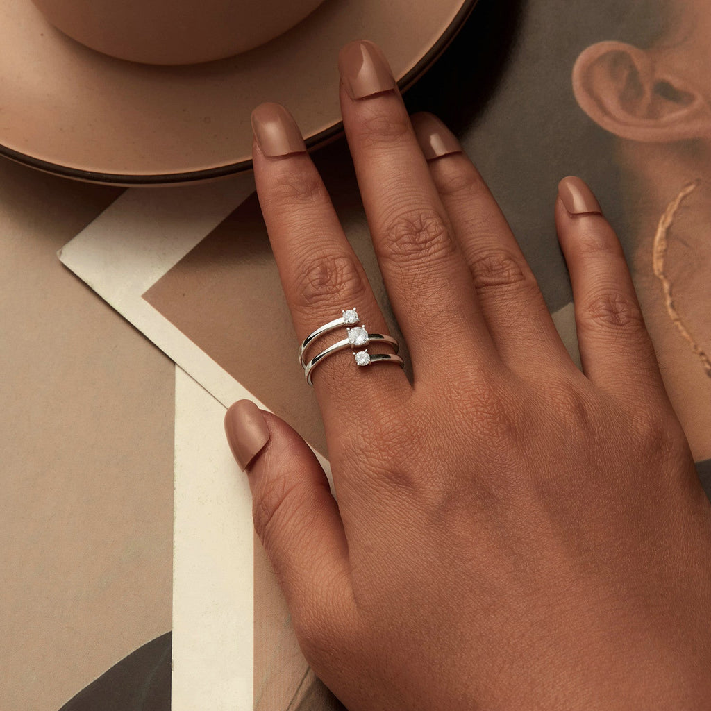 925 Sterling Silver White Gold Plated CZ Ring for Women