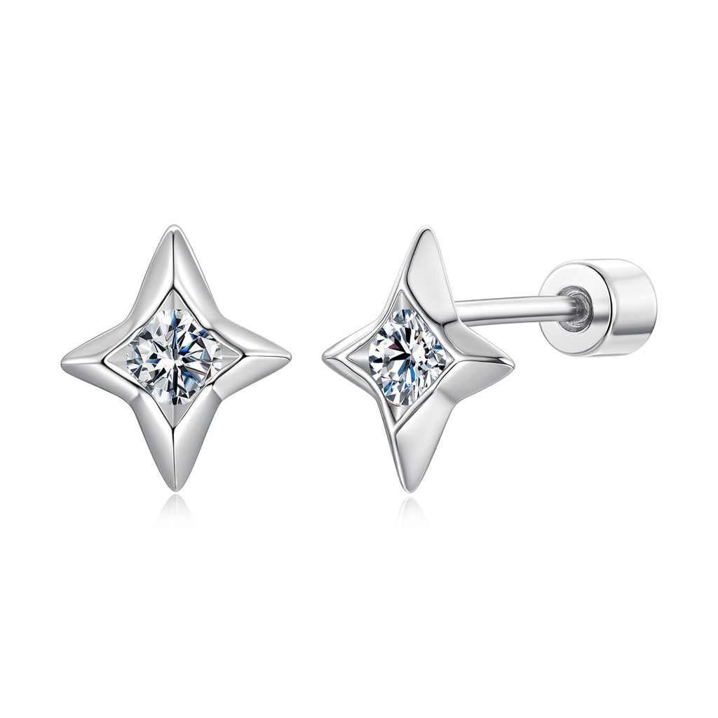 925 Sterling Silver Moissanite Earrings 0.8cm for Women