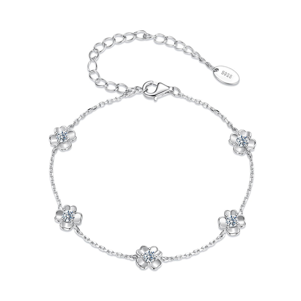 925 Sterling Silver 0.1 Carat Moissanite Bracelet for Women
