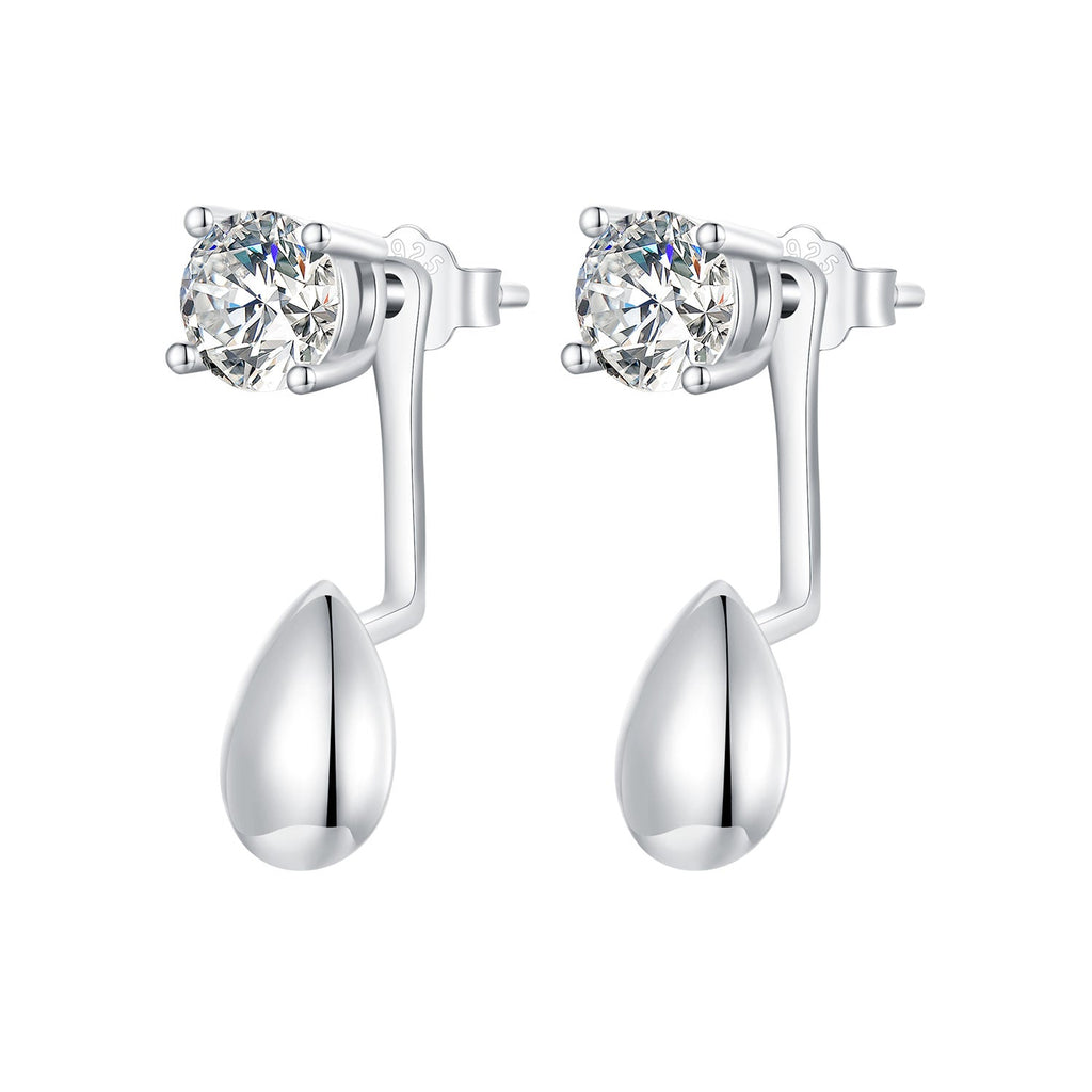 925 Sterling Silver Plated White Gold Earrings with Pavé Setting CZ