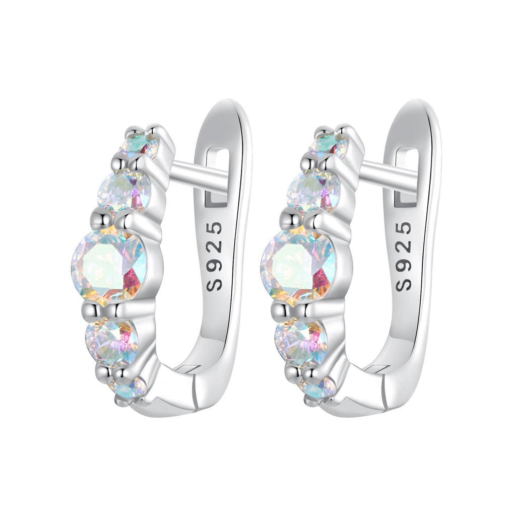 925 Sterling Silver Earrings with CZ in Pavé Setting, 12x3mm, for Women