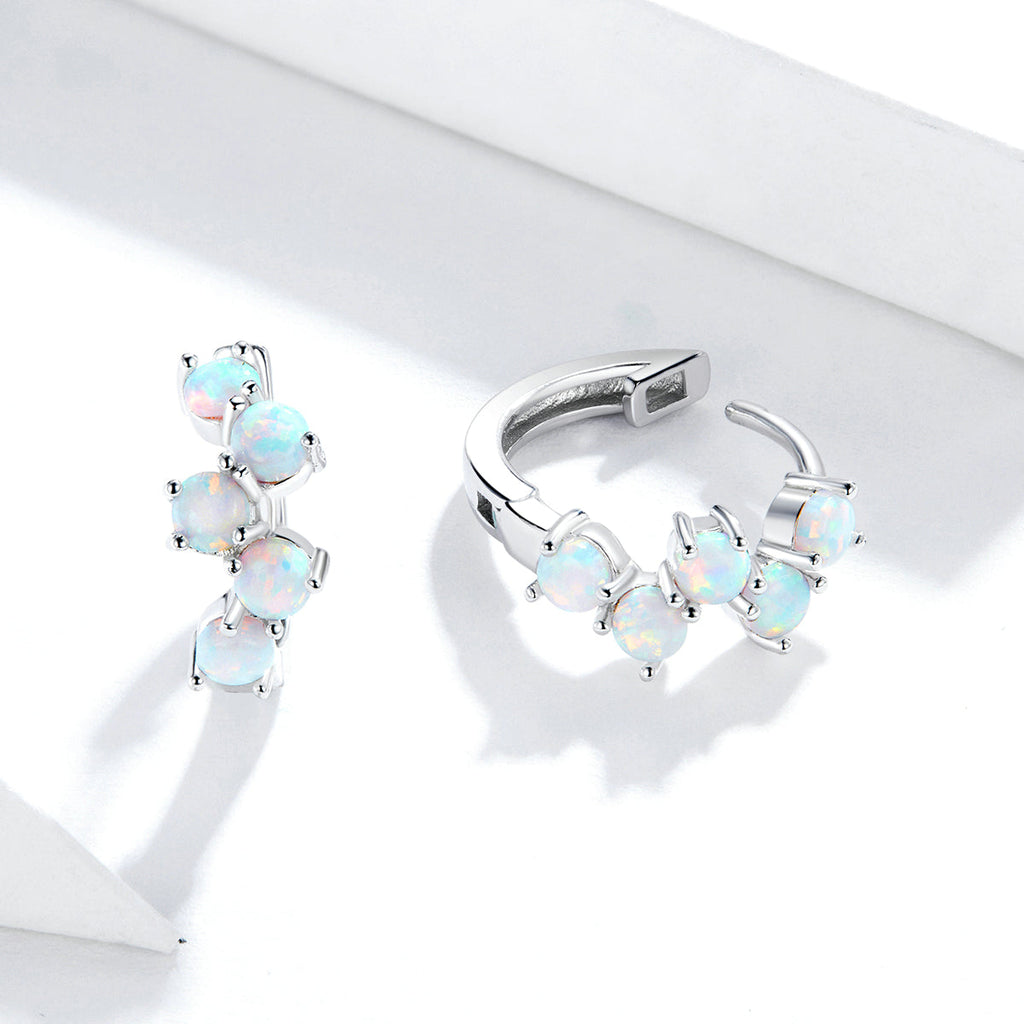 925 Sterling Silver Earrings with Translucent Opal