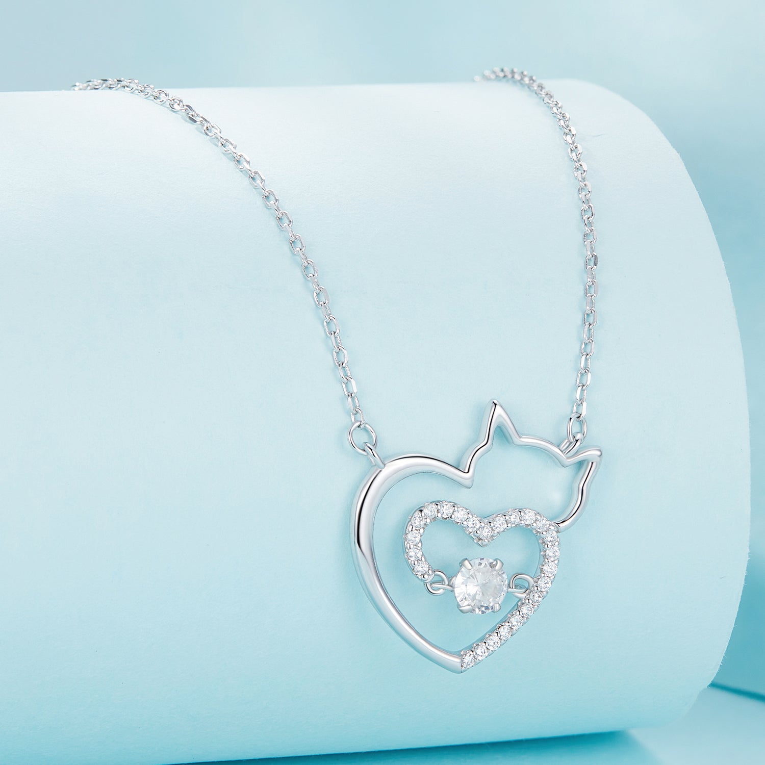 925 Sterling Silver Necklace with 19*18mm Pavé Setting CZ Pendant