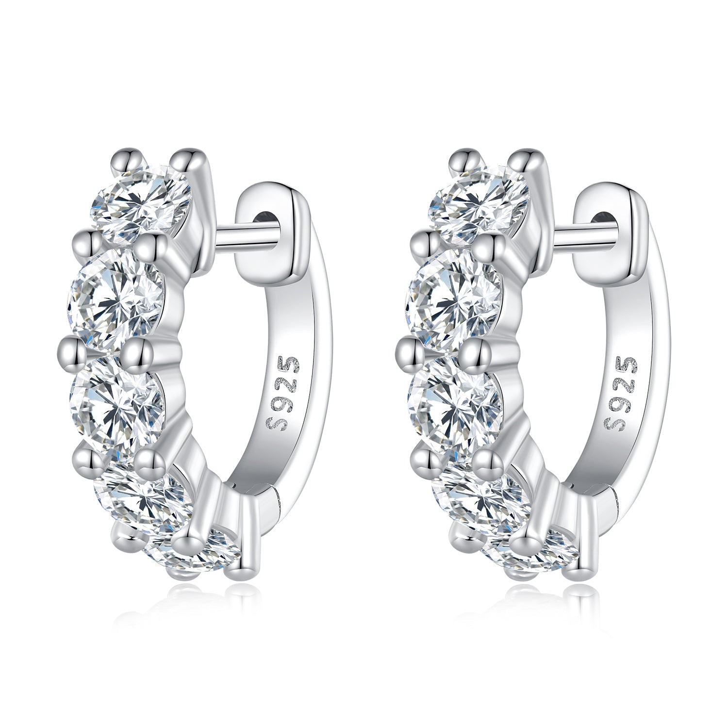 S925 Sterling Silver Moissanite Earrings, 1.3cm, Platinum Plated, for Women