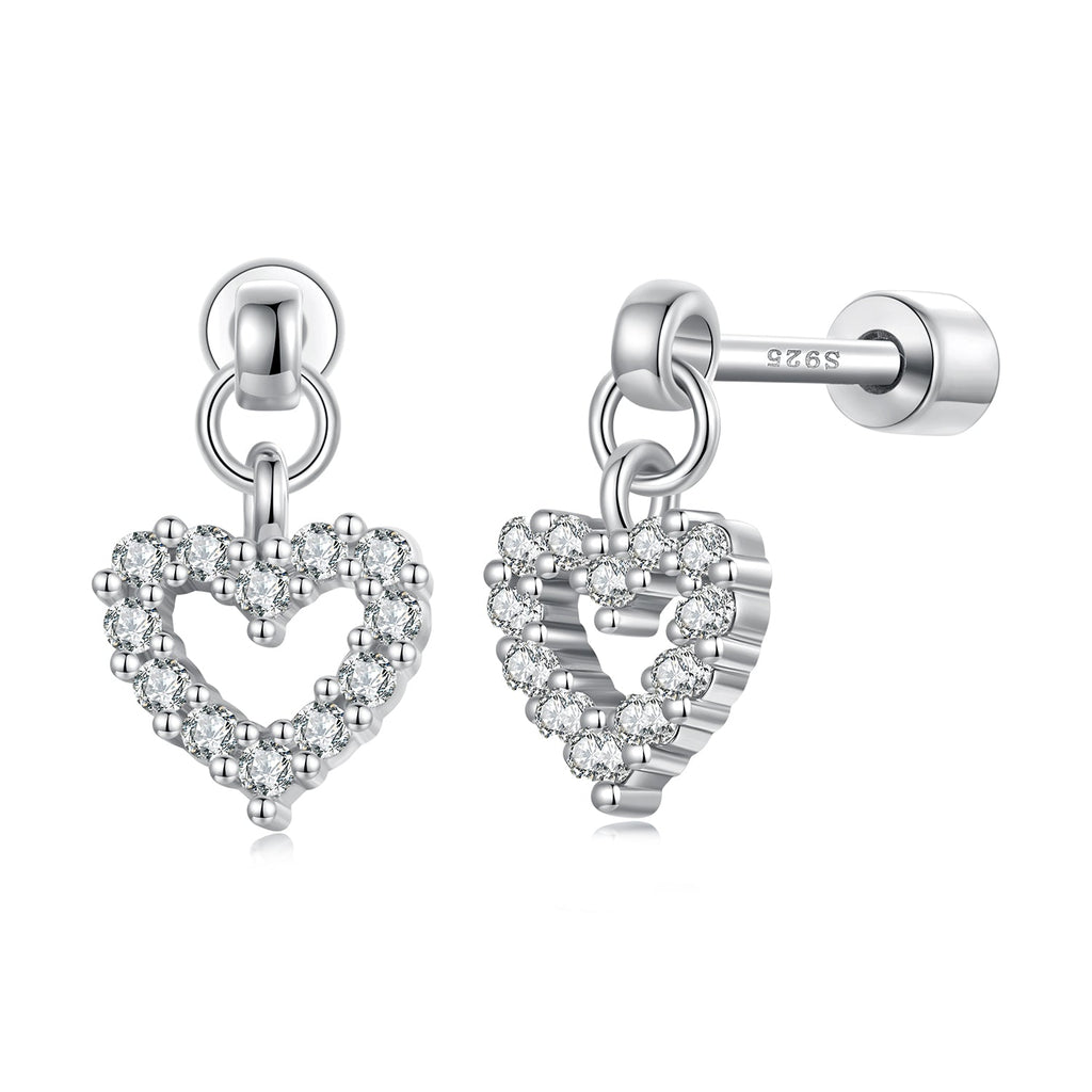 925 Sterling Silver White Gold Plated Pavé CZ Earrings