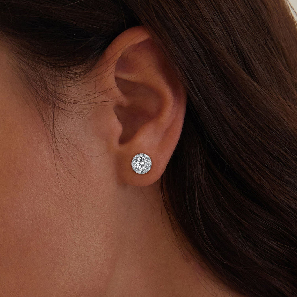 925 Sterling Silver 6.5mm Pavé Setting CZ Earrings