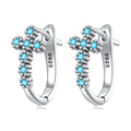 925 Sterling Silver Turquoise Earrings 1.5x0.7cm Oxidized Silver for Women
