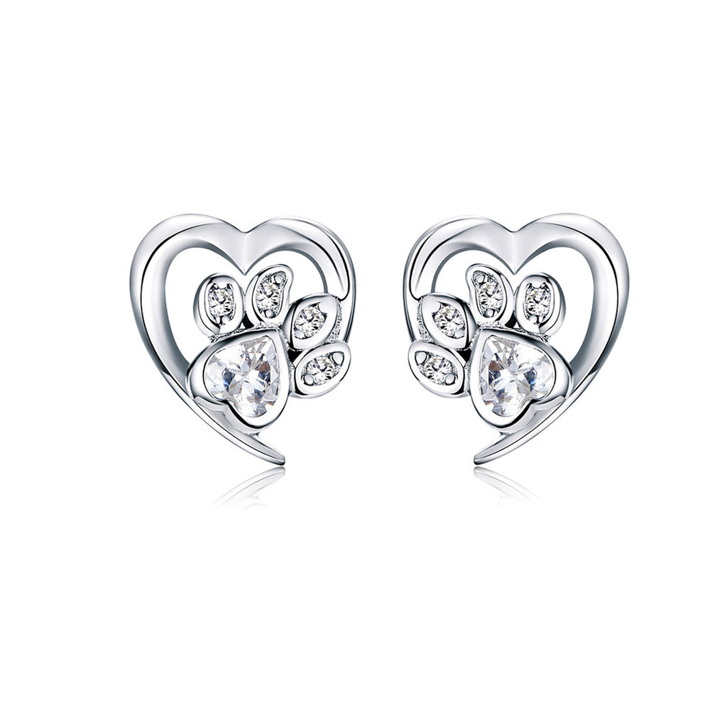 925 Sterling Silver Earrings with Pavé Setting CZ, 0.9cm for Women