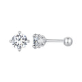 925 Sterling Silver 5mm Moissanite Earrings with White Gold Plating for Women