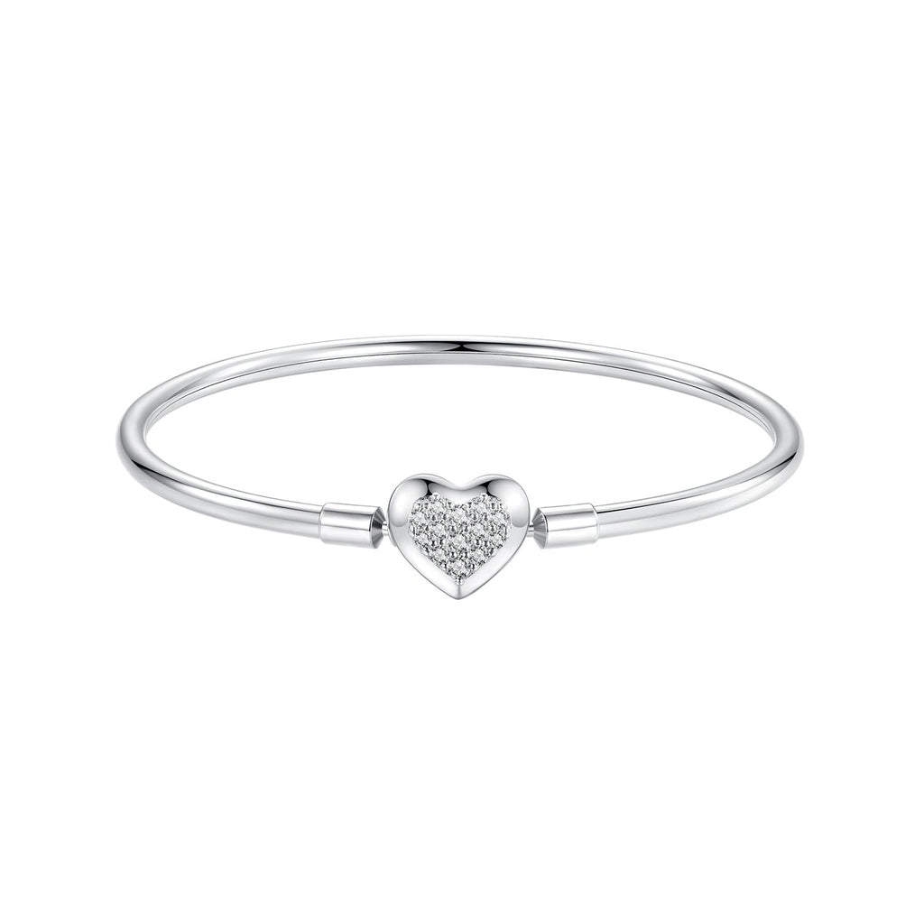 925 Sterling Silver White Gold Plated CZ Bracelet for Women - Size 17.0