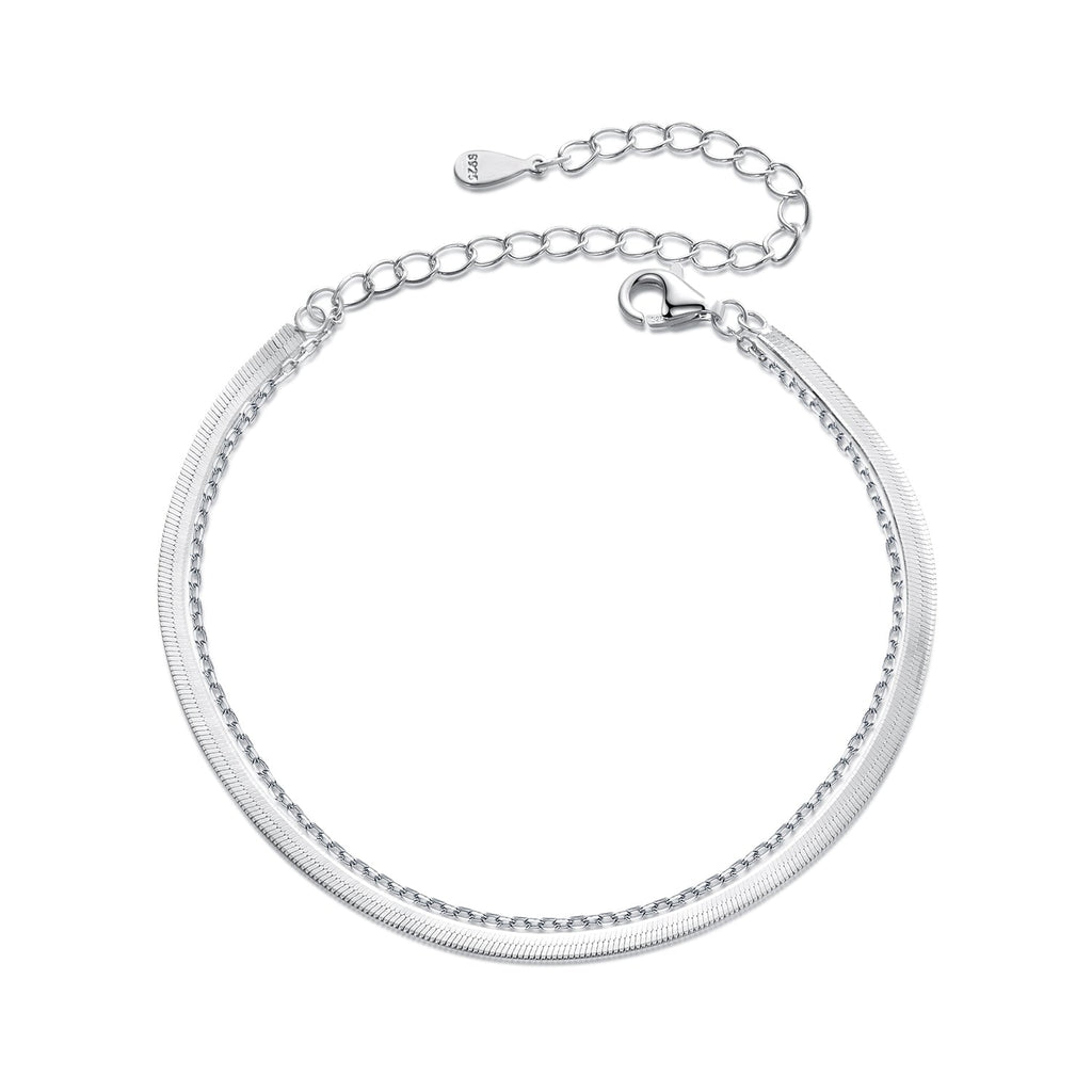 925 Sterling Silver 15+6cm White Gold Plated Bracelet for Women