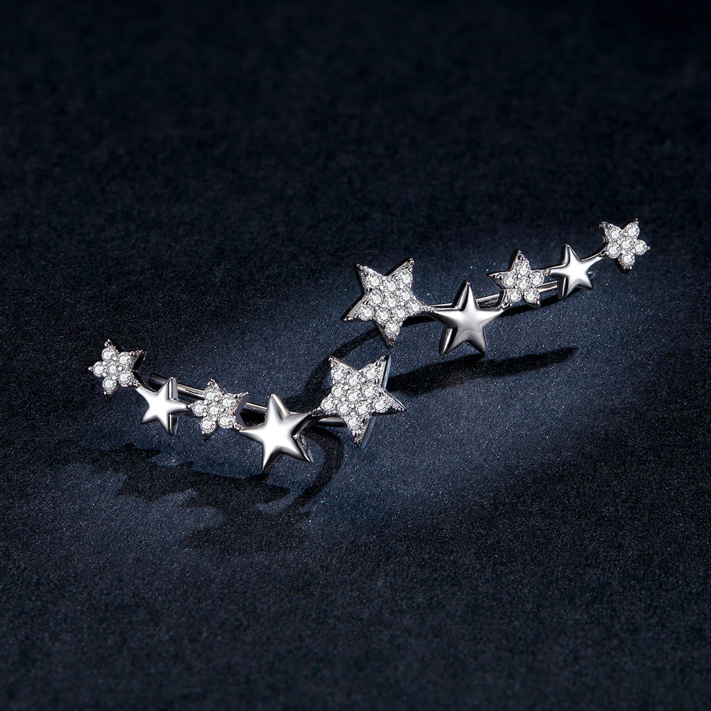 925 Sterling Silver Earrings with Plated Platinum and Pavé Setting CZ