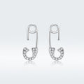 925 Sterling Silver Earrings for Women - 1.7x0.6cm, Platinum Plated with Pavé Setting CZ
