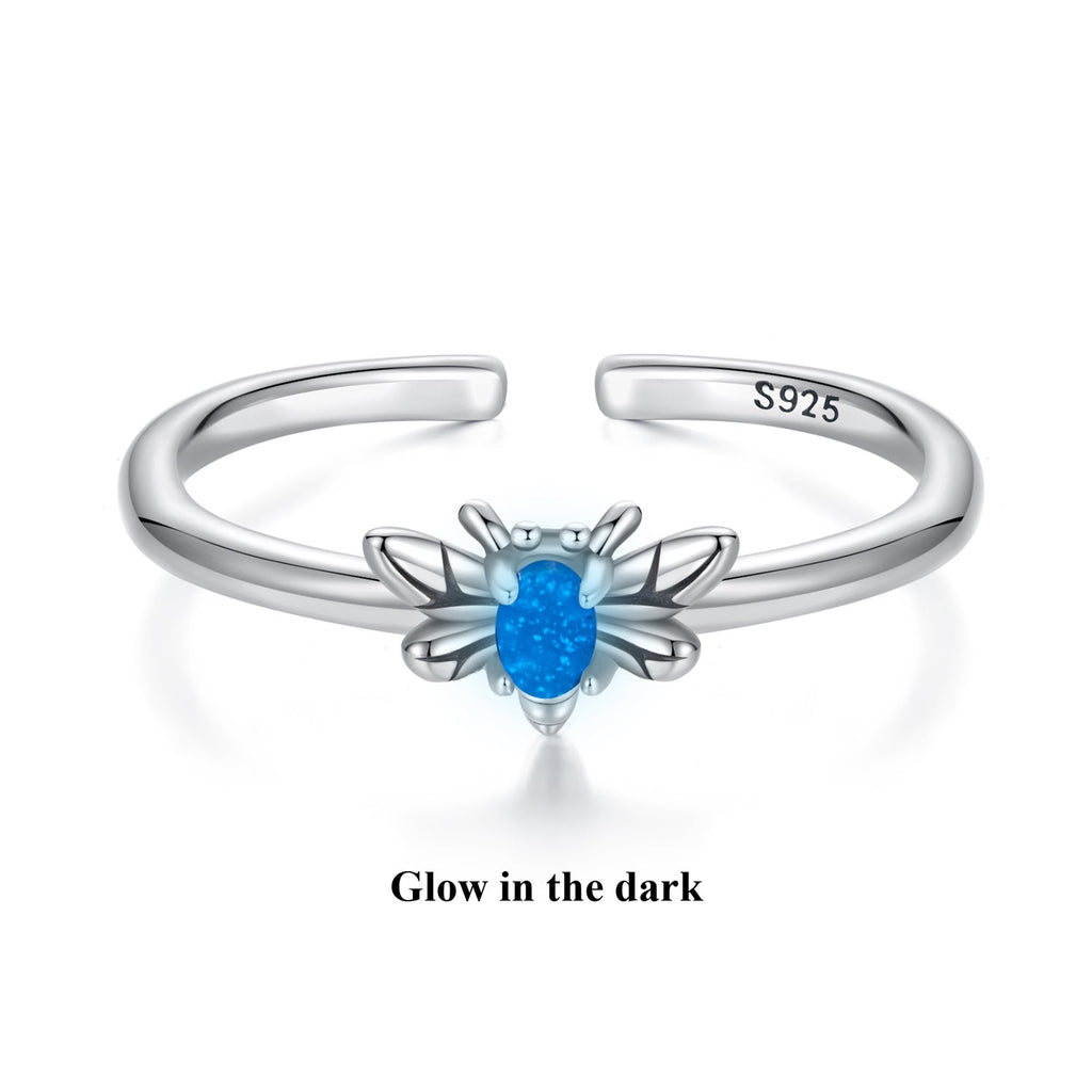 925 Sterling Silver Pendant with Luminous Stone - Oxidized Silver, For Rings