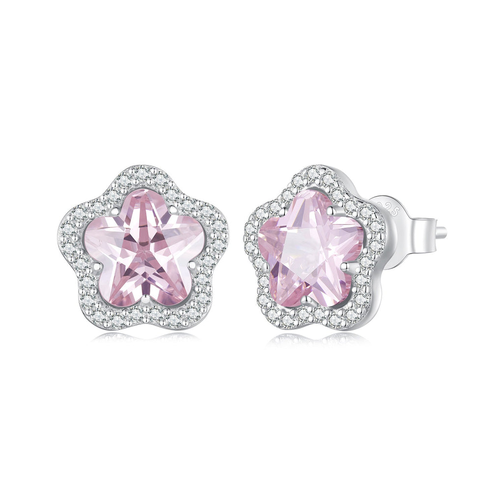 925 Sterling Silver Earrings with Pavé Setting CZ and Transparent Glass for Women
