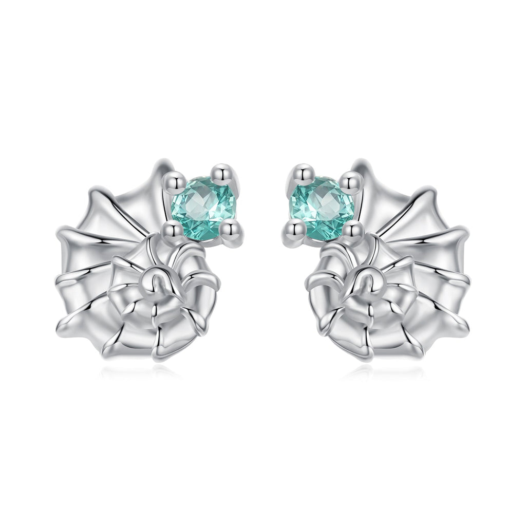 925 Sterling Silver Earrings with Transparent Glass and White Gold Plating for Women