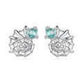 925 Sterling Silver Earrings with Transparent Glass and White Gold Plating for Women