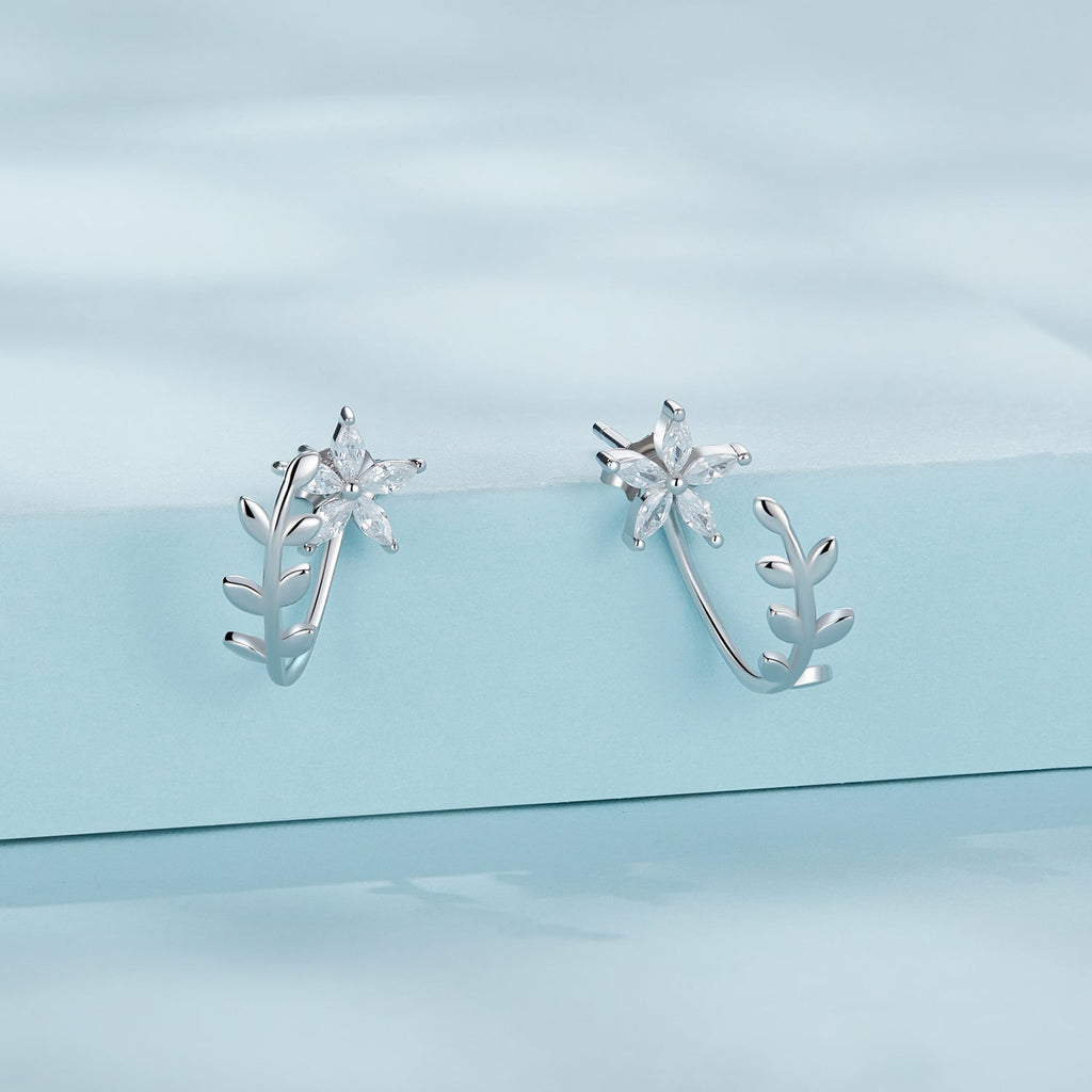 925 Sterling Silver Plated Platinum Earrings with CZ