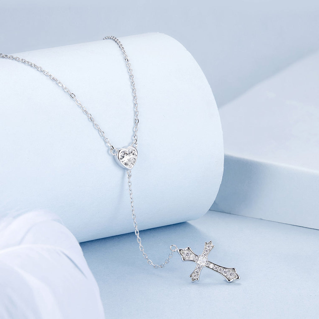 925 Sterling Silver White Gold Plated Necklace with CZ Pavé Setting for Women