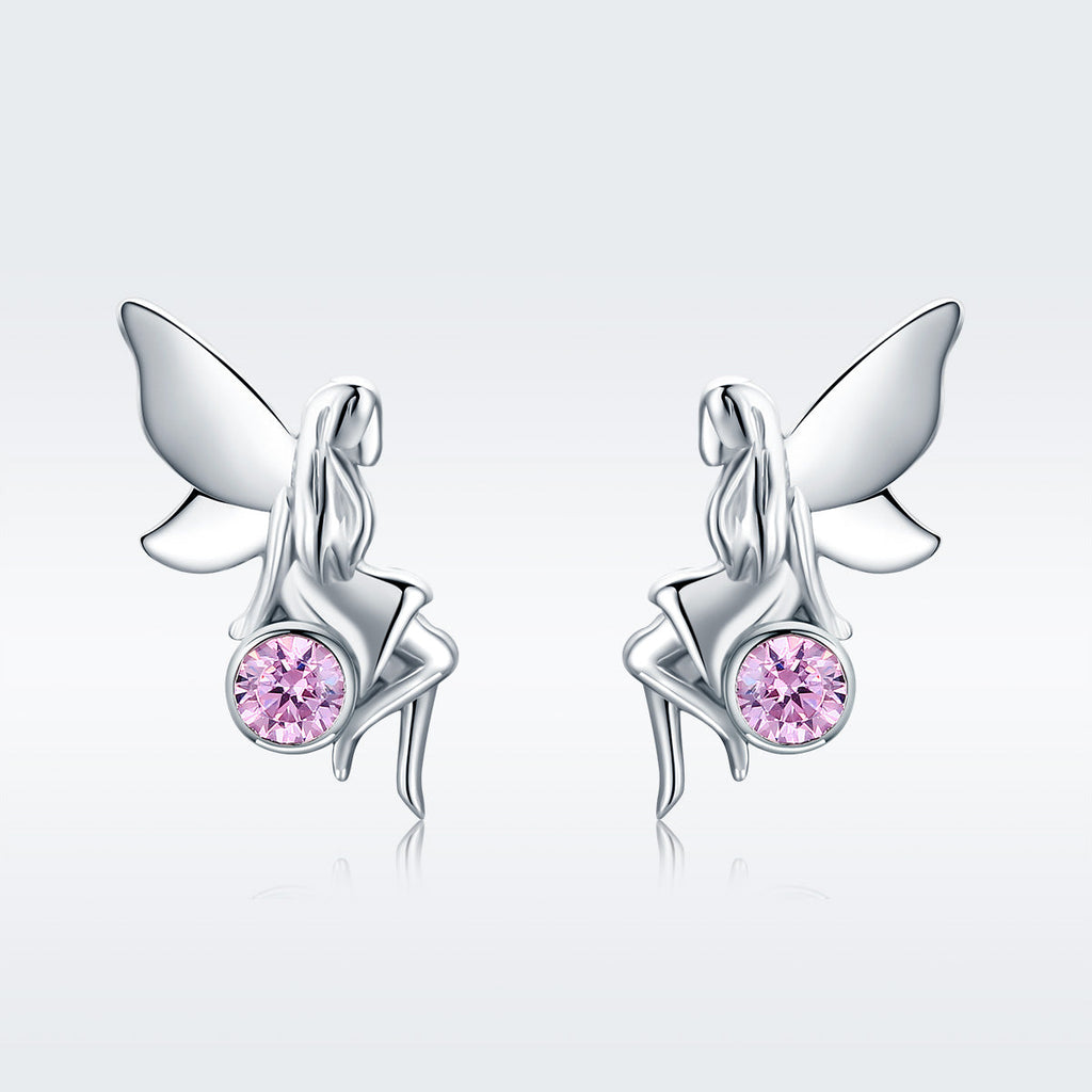 925 Sterling Silver Earrings with Pavé Setting CZ, 1.6*0.7 cm for Women