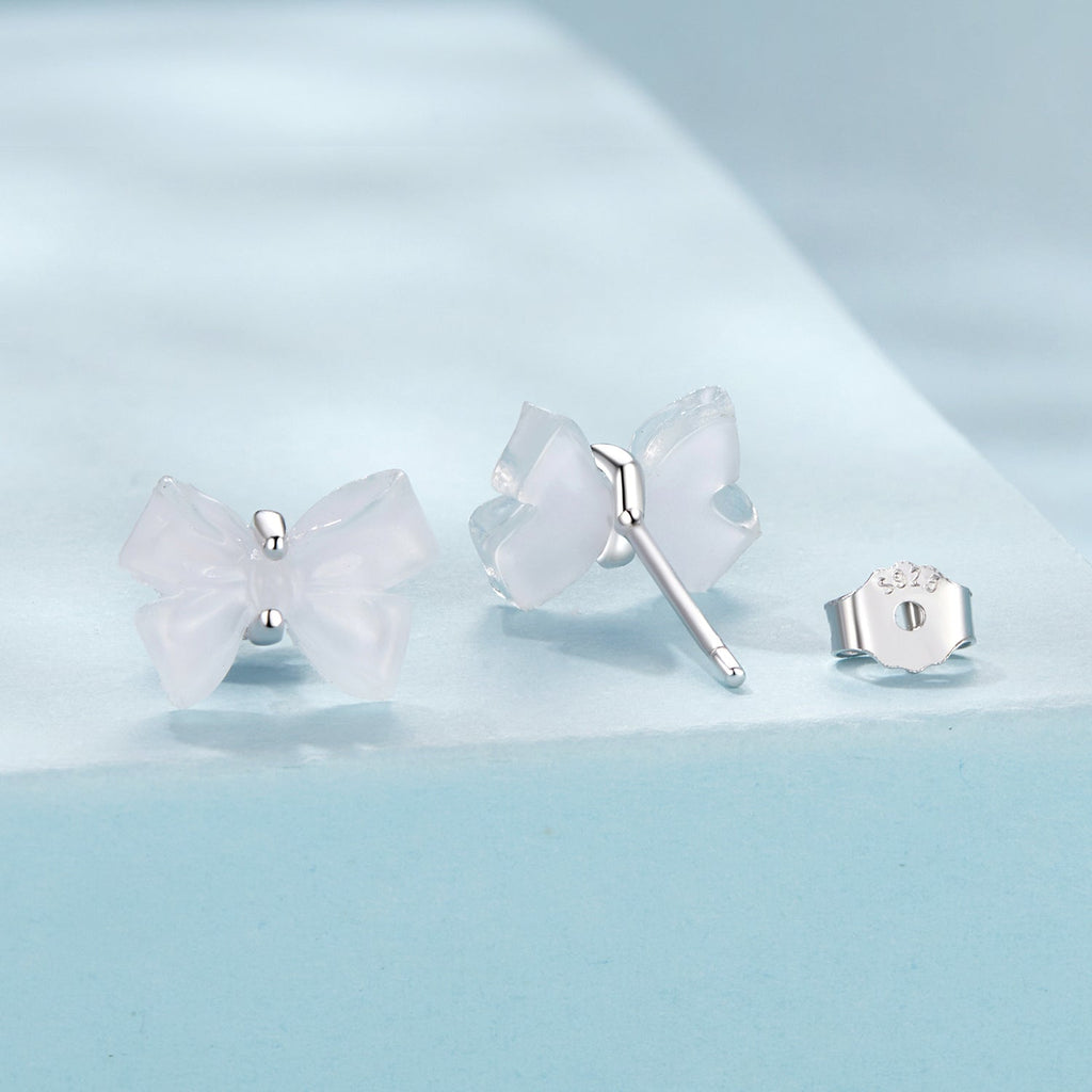 925 Sterling Silver Earrings for Women, 0.8*1.1cm, Plated White Gold