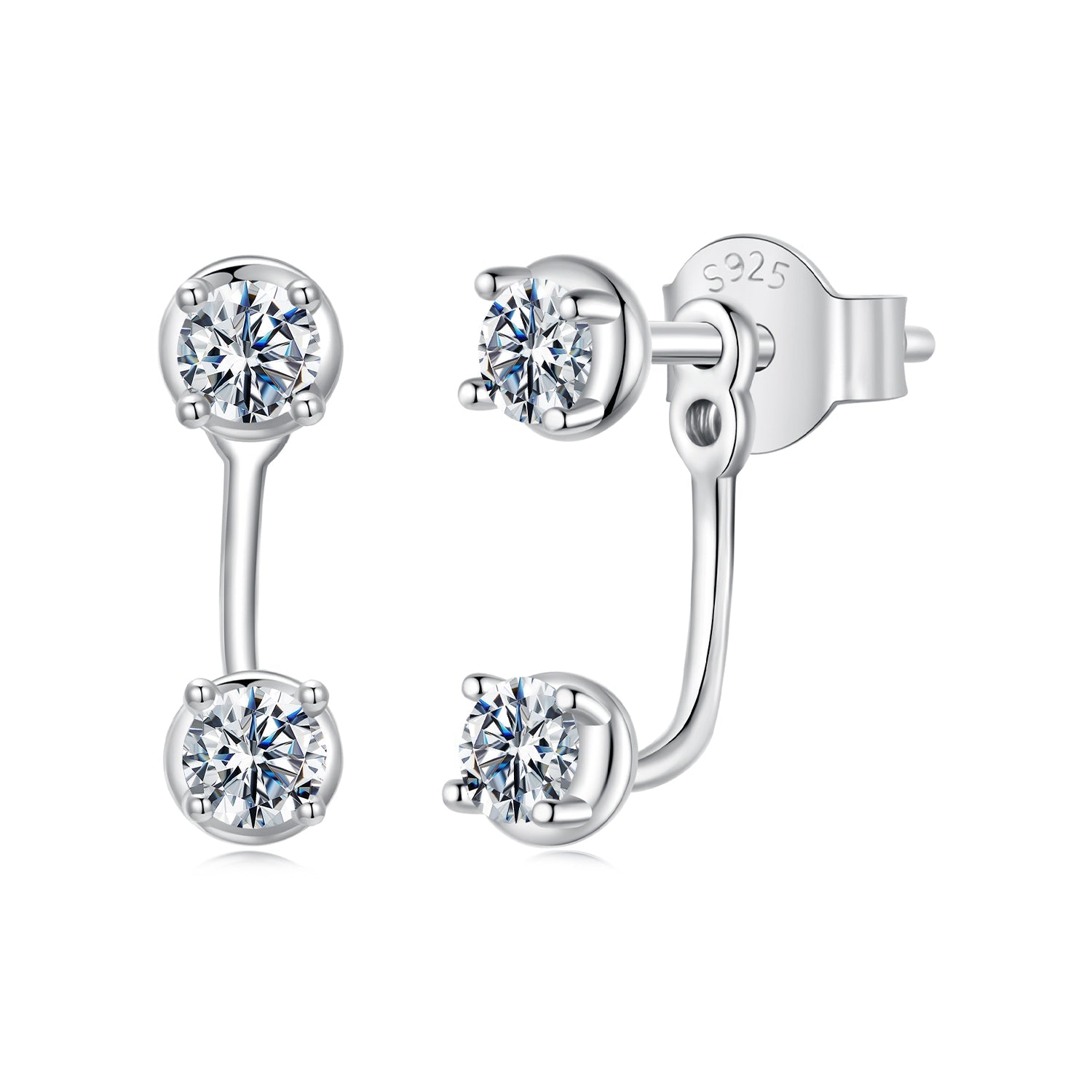 925 Sterling Silver White Gold Plated Moissanite Earrings 0.1 Carat for Women