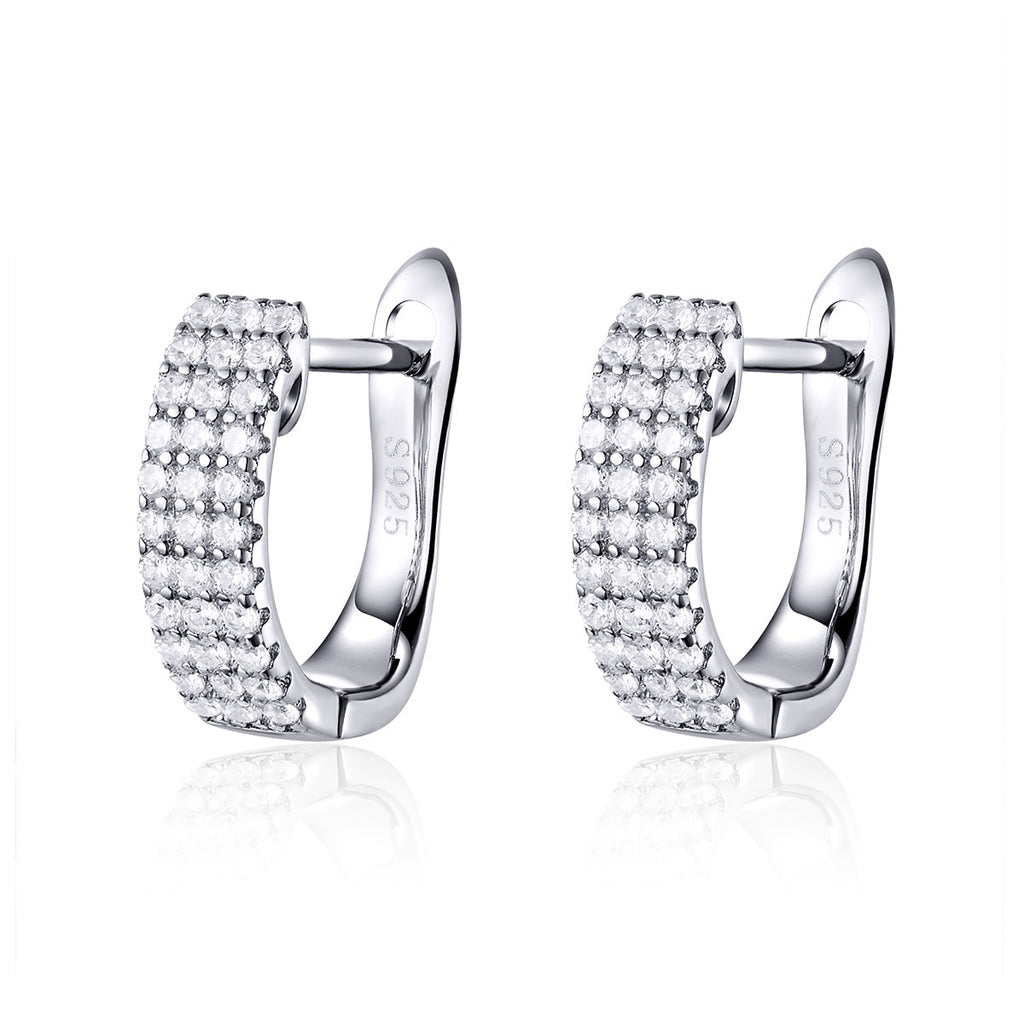 925 Sterling Silver Earrings with Pavé Setting CZ 1.3*0.4cm