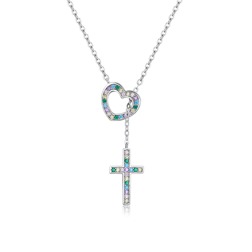 925 Sterling Silver Plated Necklace with Adjustable Length 42.5cm and CZ for Women