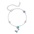 925 Sterling Silver Enamel Pavé CZ White Gold Bracelet for Women 15+6cm