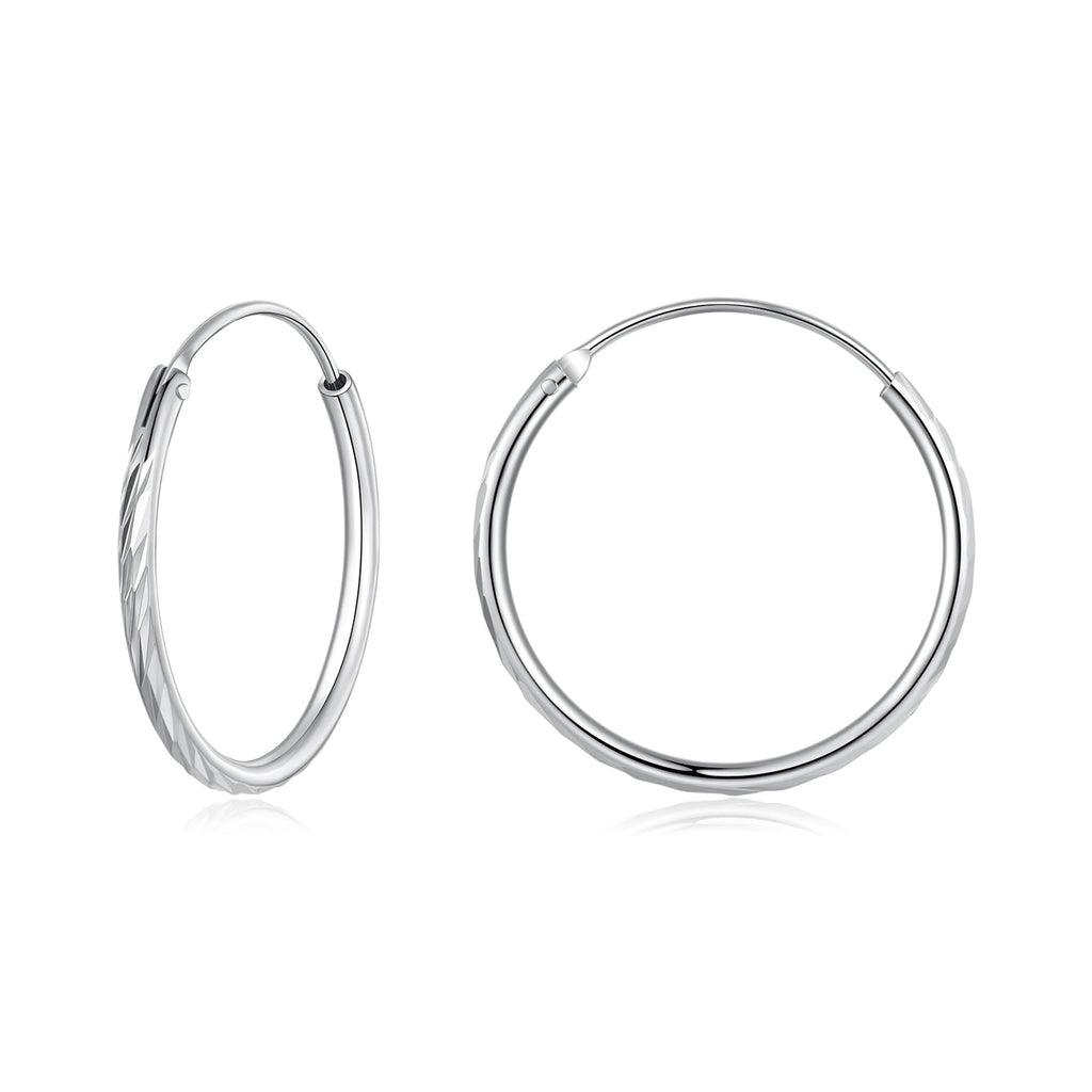 925 Sterling Silver Earrings for Women - White Gold Plated, 2.3x0.2 cm