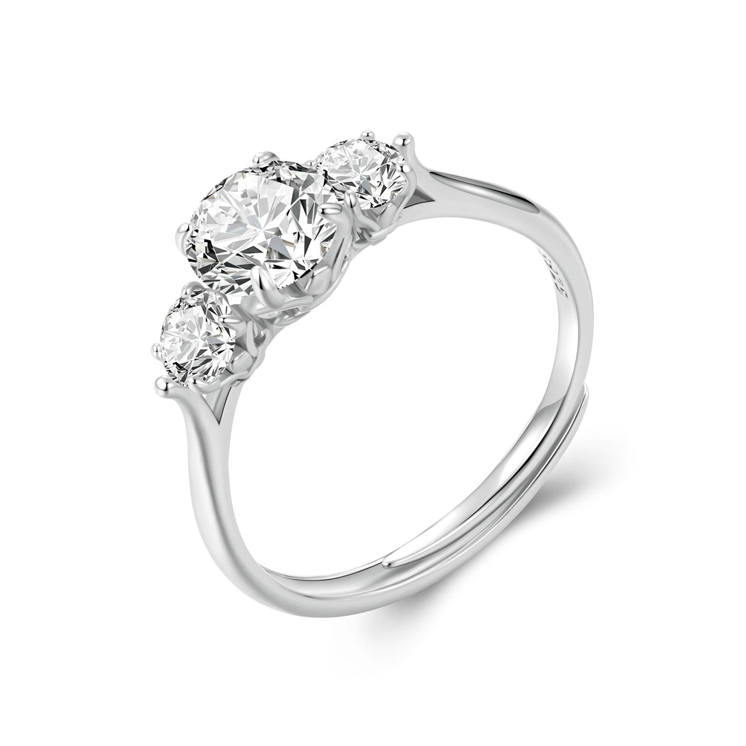 925 Sterling Silver Moissanite 6.5mm 1ct Ring, Size E for Women