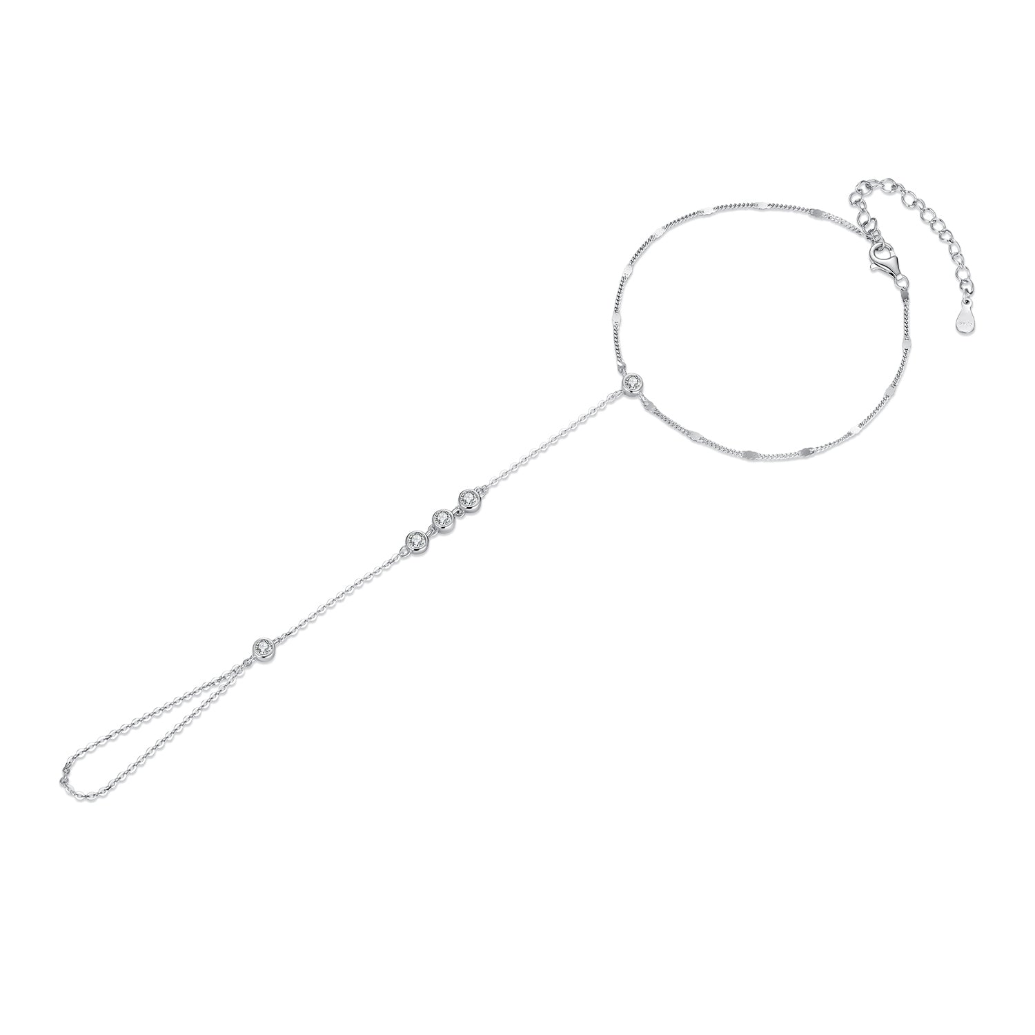 925 Sterling Silver White Gold Plated Adjustable Bracelet for Women