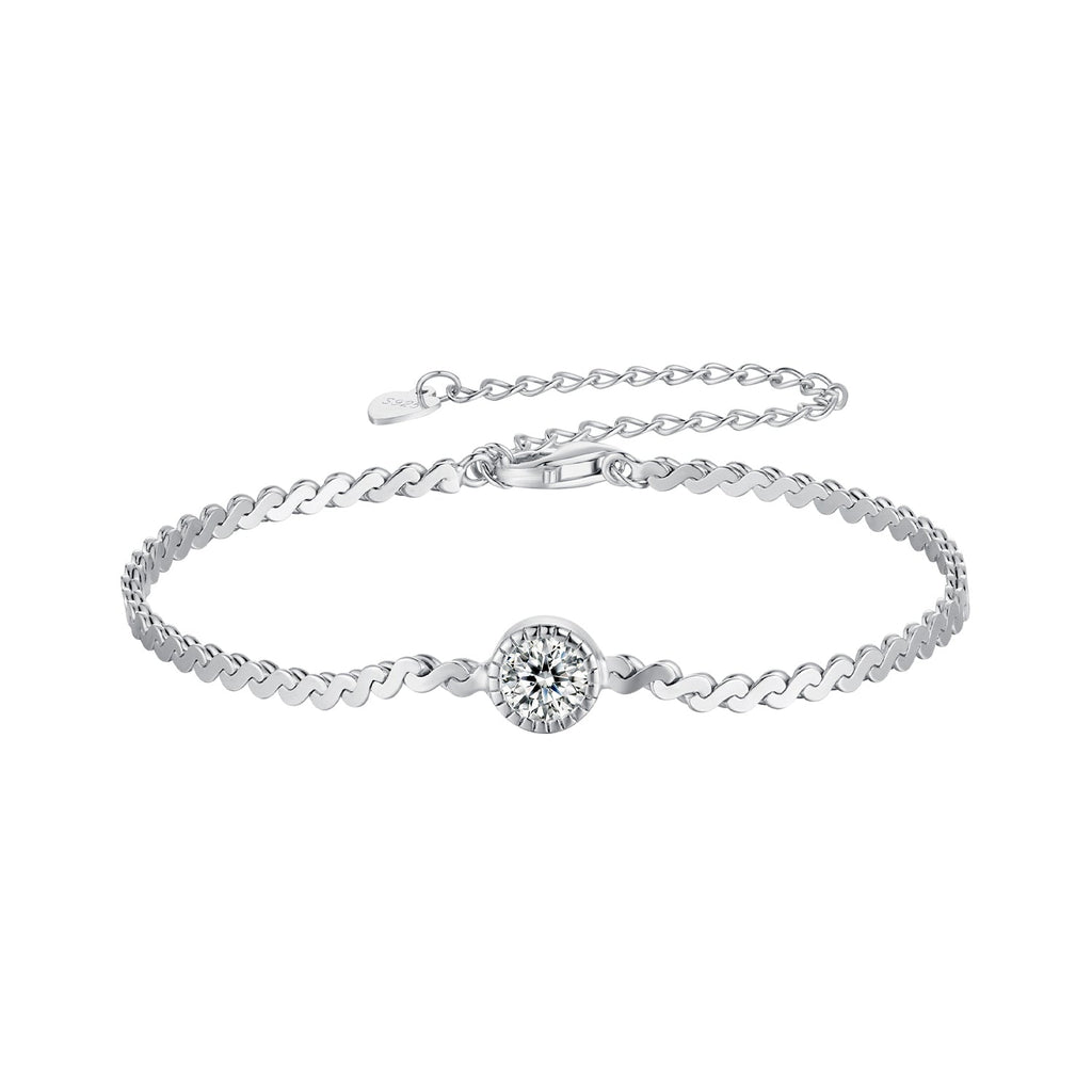 S925 Sterling Silver 5.0mm Moissanite Bracelet for Women