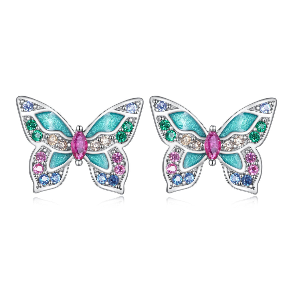 925 Sterling Silver Earrings with Enamel and CZ for Women