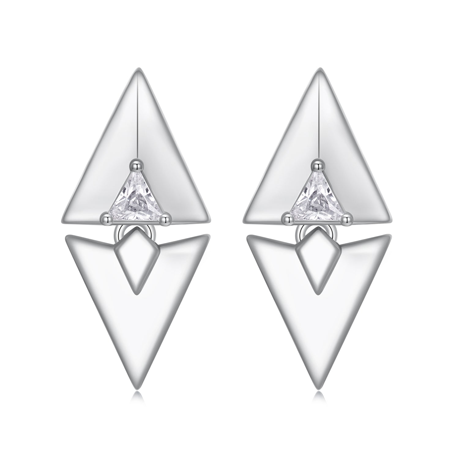 925 Sterling Silver Earrings with White Gold Plating and CZ