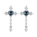 925 Sterling Silver Earrings with CZ and Glass, 24x13mm for Women