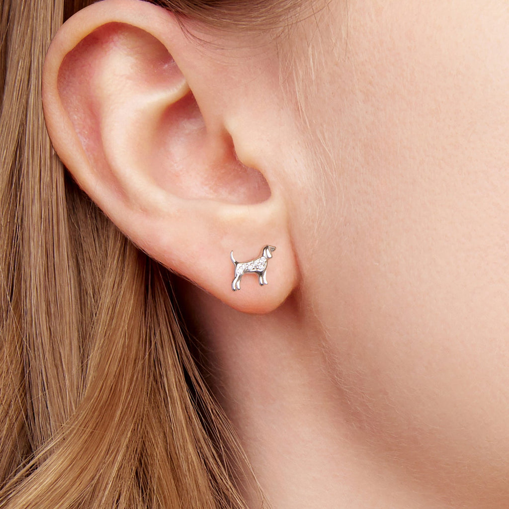925 Sterling Silver Pavé Set CZ White Gold Plated Earrings for Women