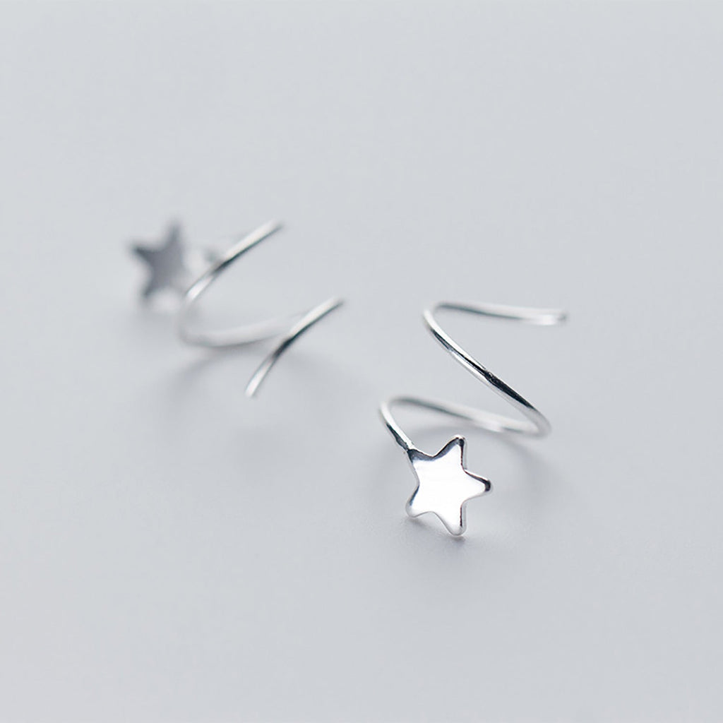 925 Sterling Silver Pentagram Earrings