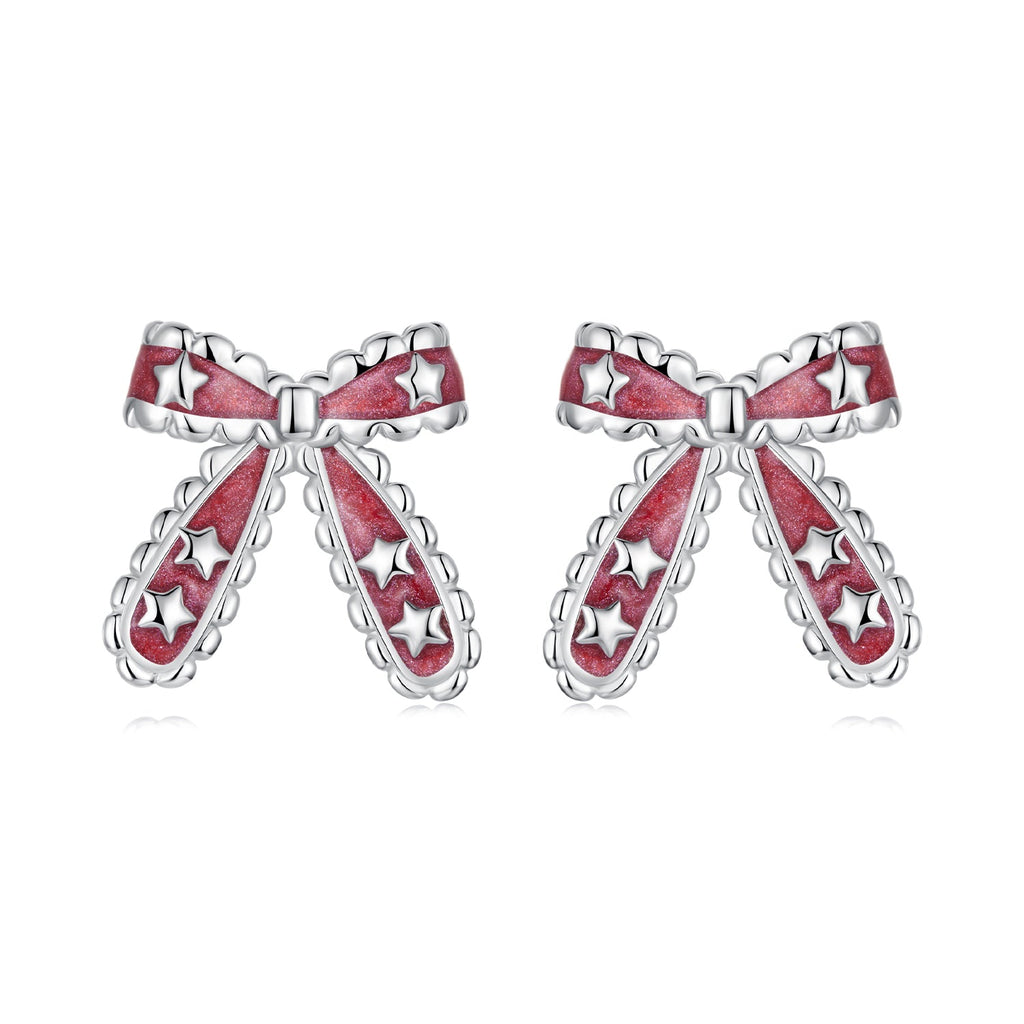 925 Sterling Silver Earrings with Enamel Process in White Gold Plating for Women