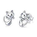 925 Sterling Silver Earrings with Pavé Setting in Oxidized Finish