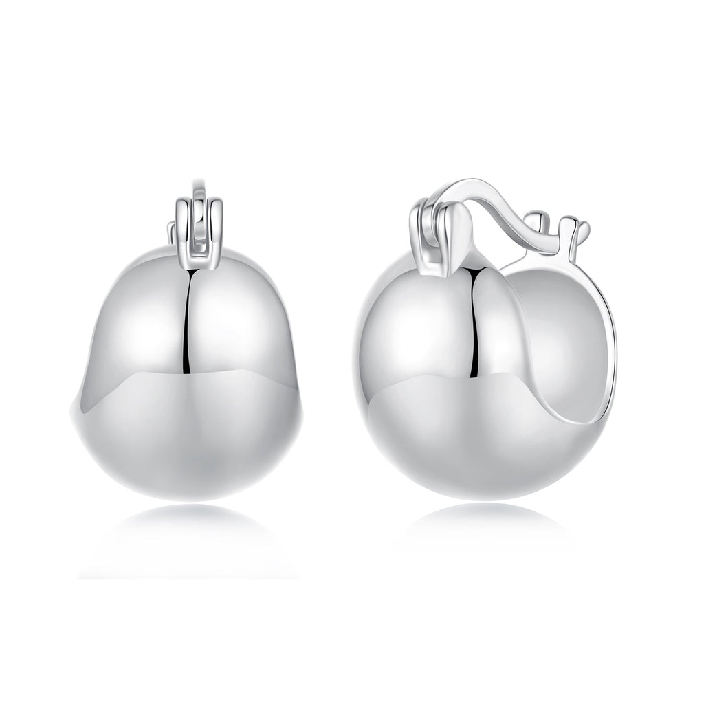 925 Sterling Silver Plated White Gold Earrings 1.4 x 1.0 cm for Women